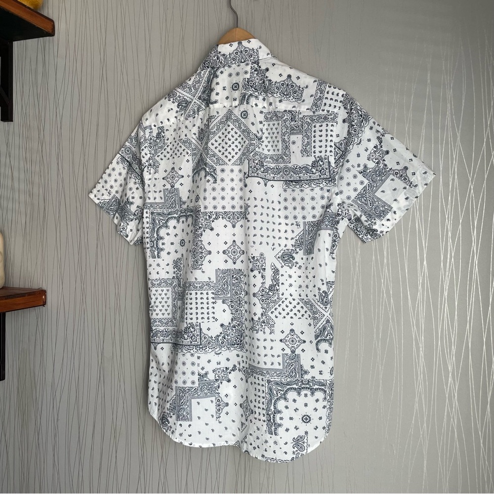 Express Shirt Men’s XS Button Up Paisley Casual Blue White - Picture 7 of 9